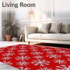 Red White Snowflake Winter Holidays Rug