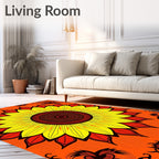 Bold Sunburst Yellow Red Floral Rug