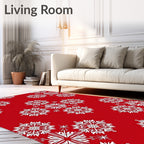 Festive White Snowflake Mandala Background Rug