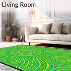 Vibrant Green Yellow Swirl Concentric Rug