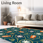 Orange Fish Pine Branch Ornament Rug