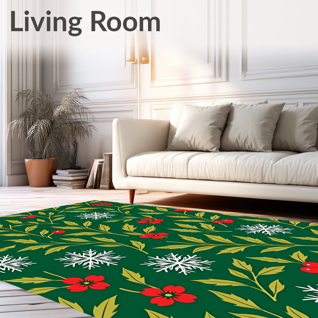 Winter Berry Snowflake Collage Rug