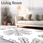 Monochromatic Art Deco Floral Radial Rug