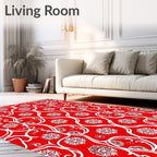 Crimson White Intricate Floral Harmony Rug