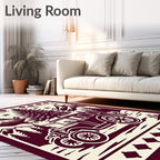 Crimson Vintage Car Evergreen Scene Rug