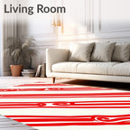 Bold Crimson Swirl Stripe Accent Rug