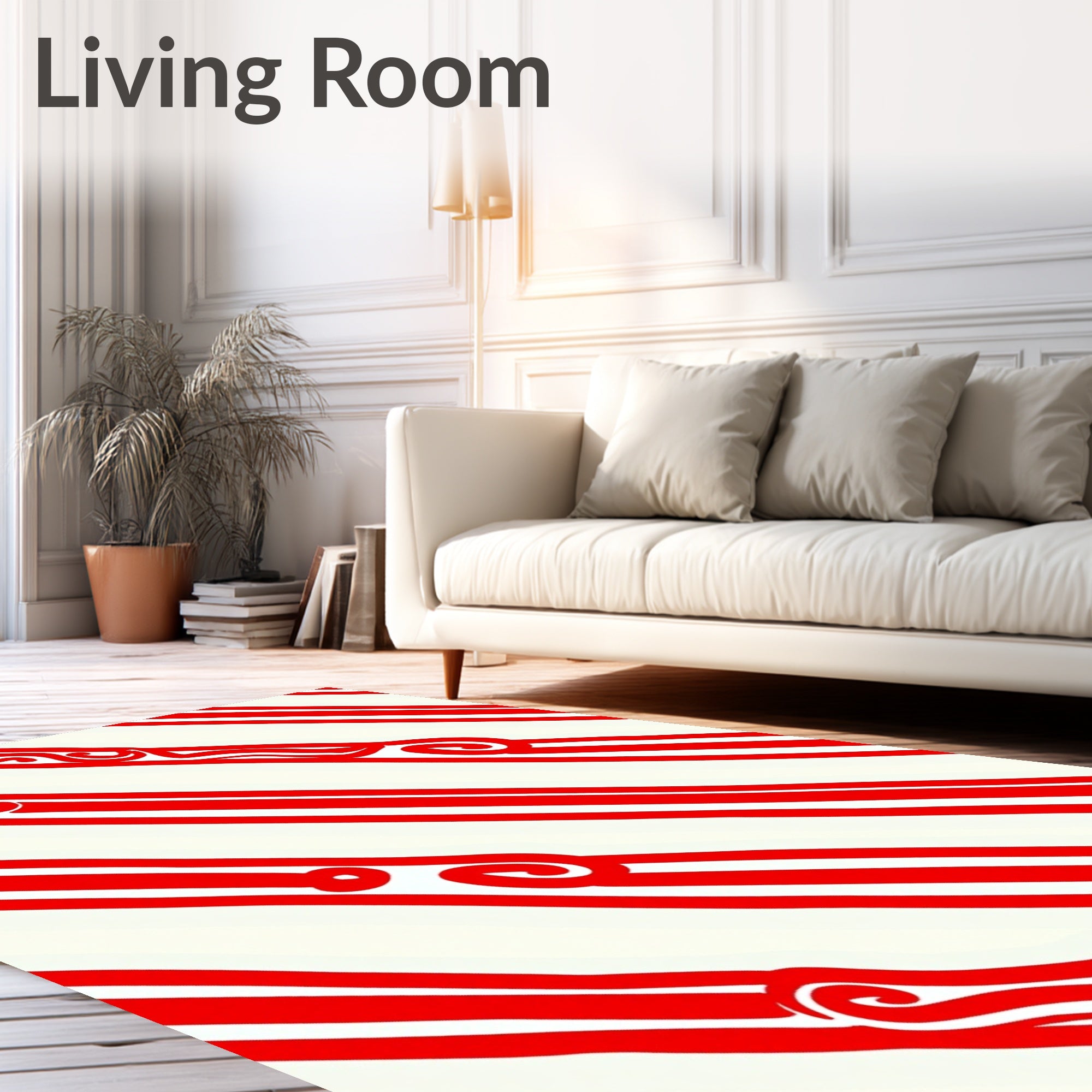 Bold Crimson Swirl Stripe Accent Rug