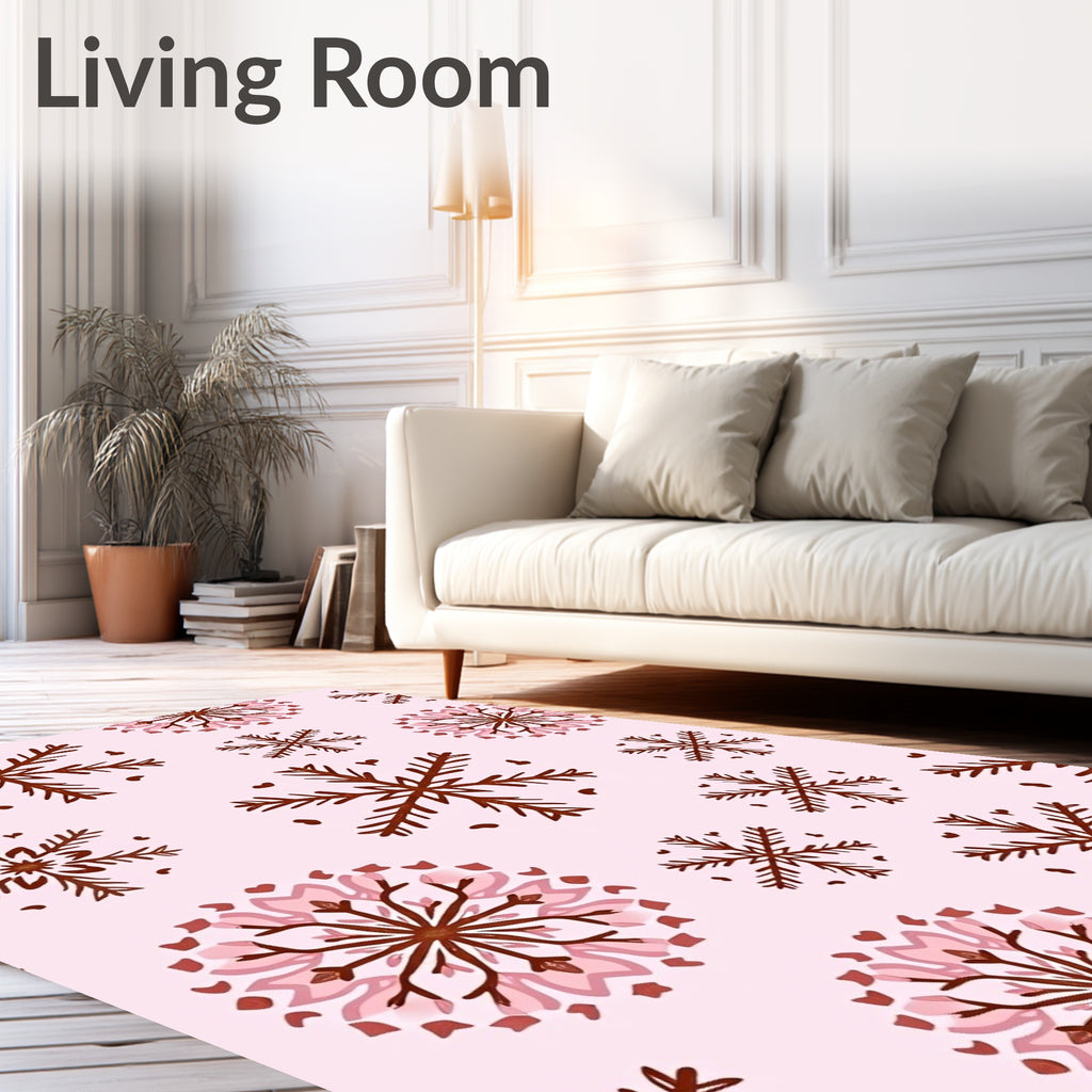 Brown Snowflake Medallion Pink Rug