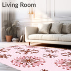 Brown Snowflake Medallion Pink Rug