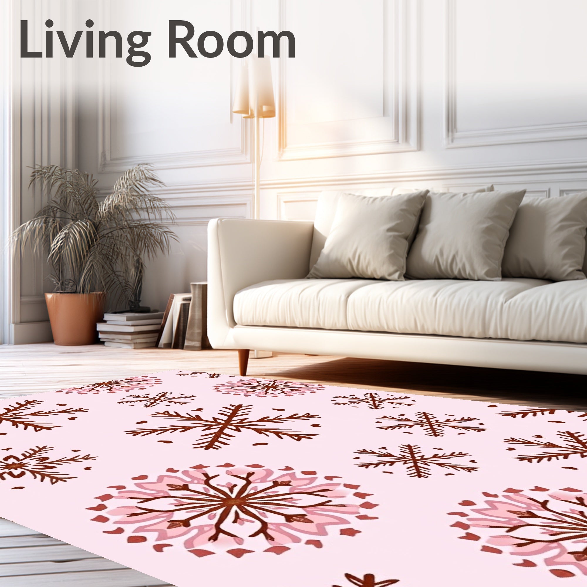 Brown Snowflake Medallion Pink Rug