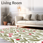Red Berry Branch Foliage Rag Rug