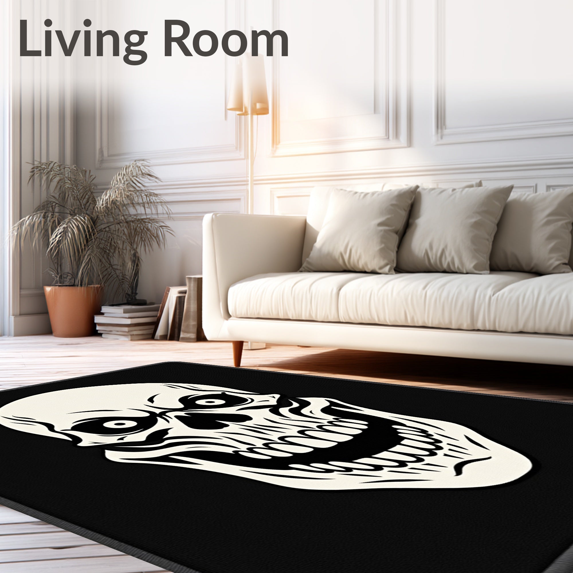 Black and White Scary Skull Rug