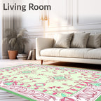 Sweet Pink Floral Art Nouveau Rug