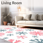 Pink Gray Snowflake Repeat Seamless Rug