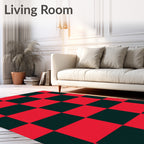 Bold Red Black Checkered Squares Rug