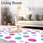 Playful Orange Cat Yarn Balls Rug
