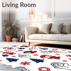Kid Friendly Christmas Characters Snowflakes Trees Rug