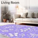 Delicate Lilac Floral Butterfly Vine Rug