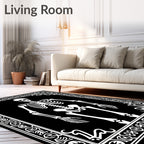 Black White Skeleton Ornate Frame Rug
