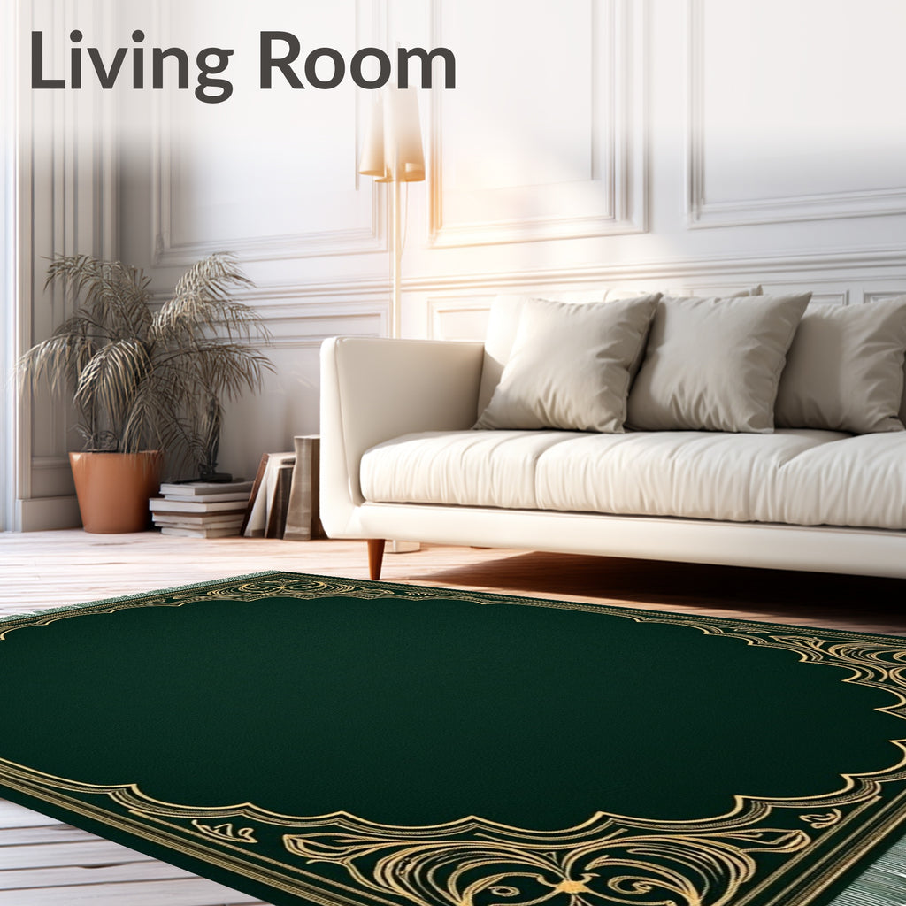 Ornate Gold Green Archway Garden Rug