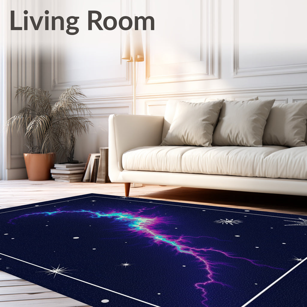 Celestial Nebula Lightning Burst Rug