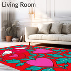 Two White Birds Amongst Hearts Rug