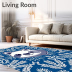 Cute Panda Blue Floral Collage Rug