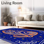 Cosmic Blue Cat Starry Night Rug