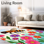 Whimsical Bee Flower Meadow Rug