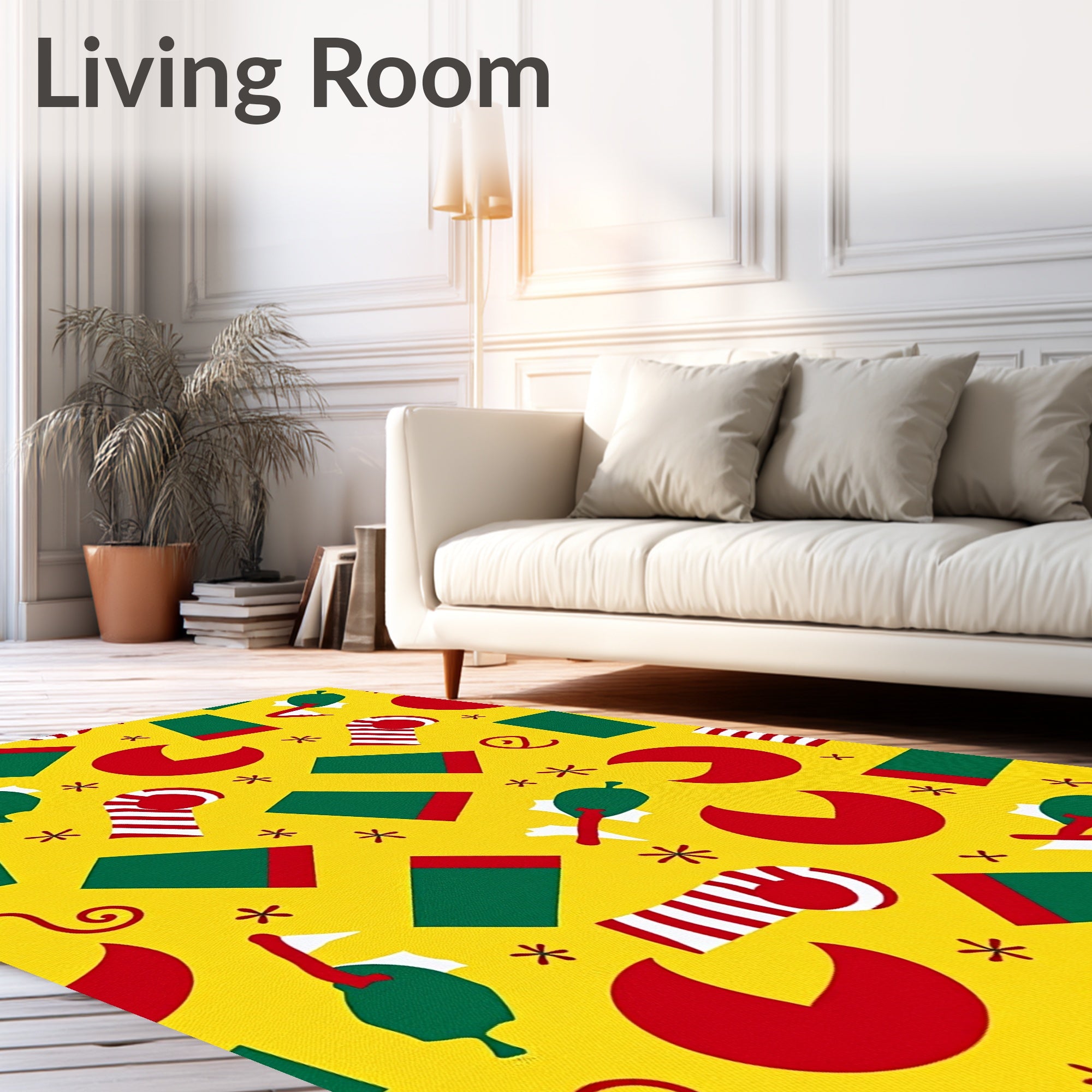 Jolly Holiday Red Green Geometric Scatter Rug