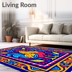 Vibrant Rooster Folk Art Rug