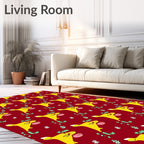 Yellow Cartoon Dog Floral Harmony Rug