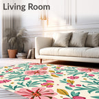 Pink Red Floral Meadow Scatter Rug