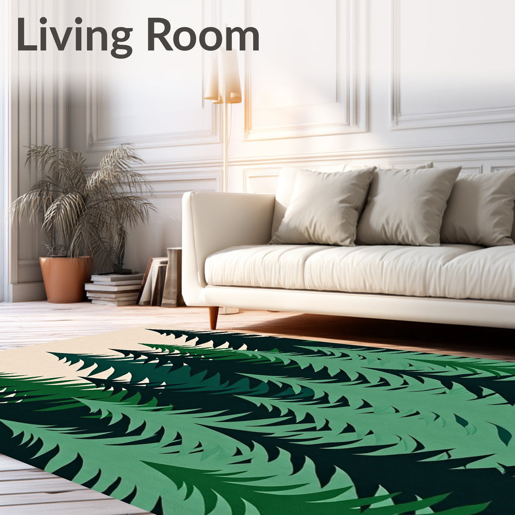Deep Forest Green Evergreen Trees Rug