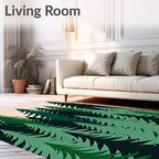 Deep Forest Green Evergreen Trees Rug