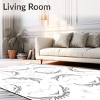 Whimsical Gray Winged Creatures Stars Rug