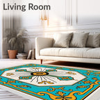 Turquoise Golden Sunburst Medallion Rug