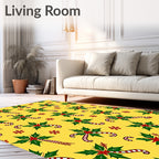 Christmas Candy Cane Holly Garland Rug
