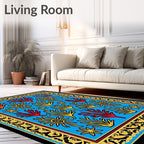 Bright Blue Sea Coral Garden Rug