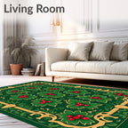 Emerald Green Holly Berry Medallion Rug
