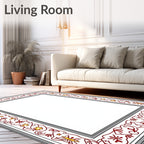 Crimson Golden Star Vine Border Rug