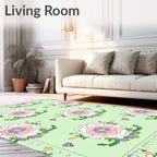 Pastel Rose Heart Garden Rug