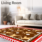 Brown Ginger Reindeer Snowflakes Rug