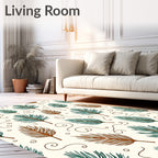 Teal Brown Pine Needle Swirls Rug
