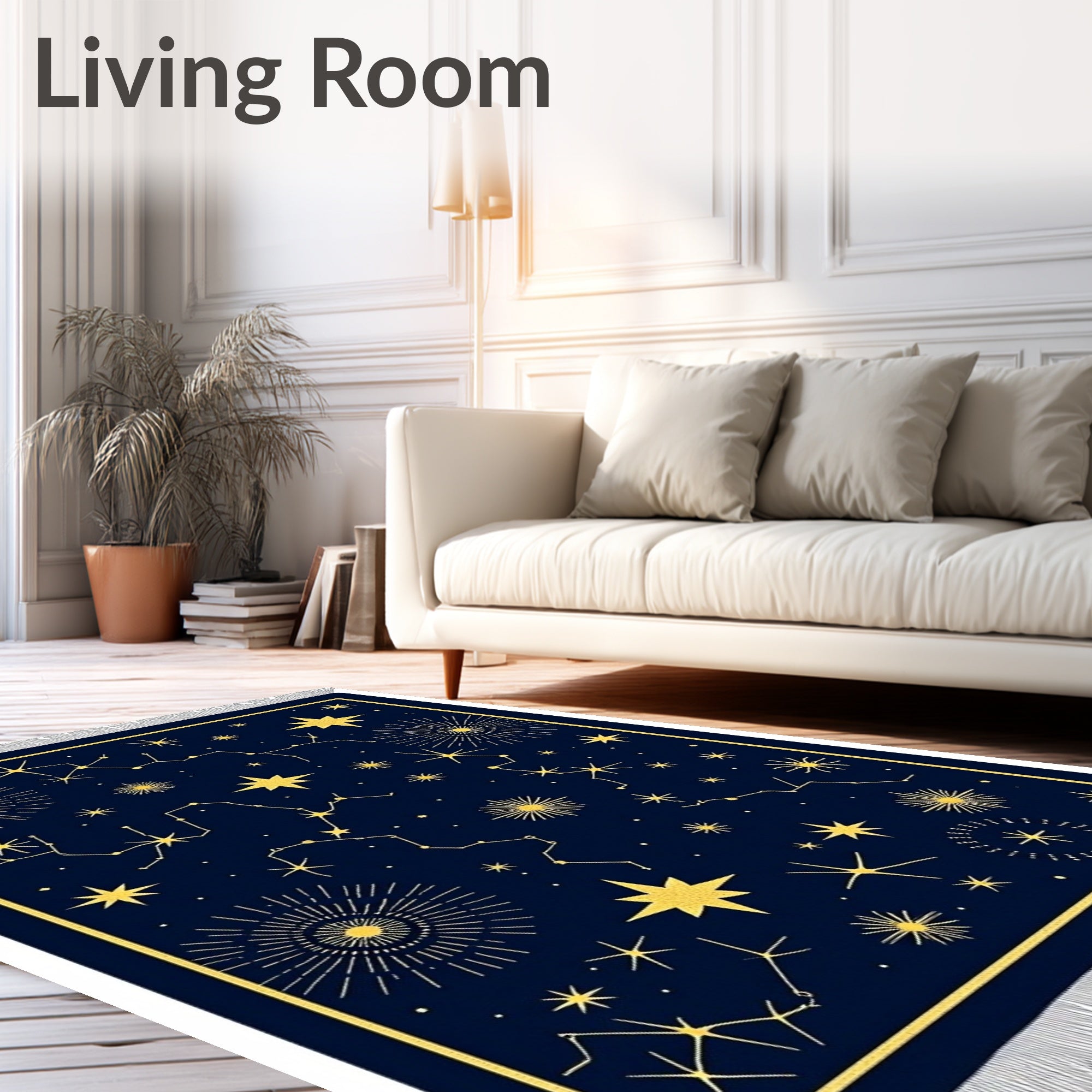 Golden Constellations Deep Night Rug