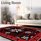 Cardinal Red Geometric Starburst Rug