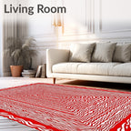 Bold Red Rectangular Waves Rug