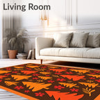 Autumn Forest Orange Pine Trees Rug