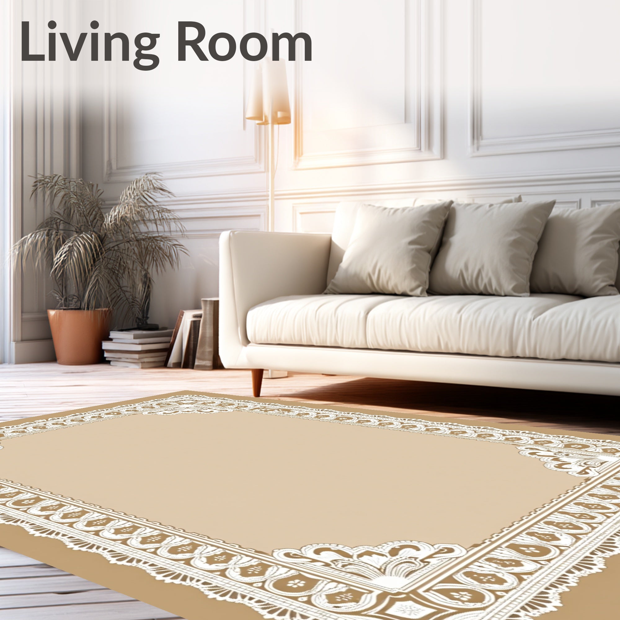 Lace Trimmed Ornate Rectangle Rug