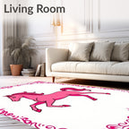 Pink Horse In Baroque Frame Rug